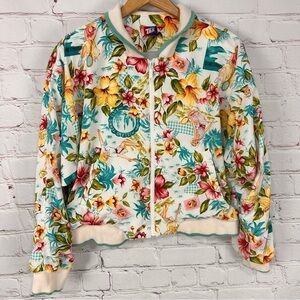 Vintage Women’s retro sport jacket tennis golf size Medium tropical Floral vacay